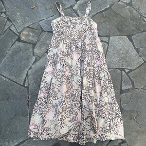 Knox Rose Dress Womens XXL Beige Floral Smocked Sundress Adjustable Straps